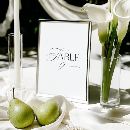 White Modern Classic Calligraphy Table Number Einladung