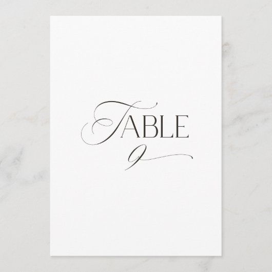 White Modern Classic Calligraphy Table Number Einladung (Vorderseite)