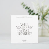 White Modern Classic Ring Bearer Proposal Card Einladung (Stehend Vorderseite)