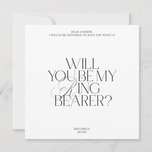 White Modern Classic Ring Bearer Proposal Card Einladung (Vorderseite)