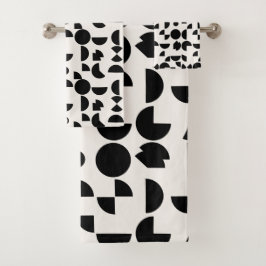 White Modern Elegant Geometric Tribal Badhandtuch Set