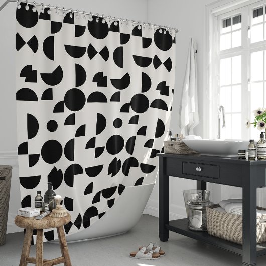 White Modern Elegant Geometric Tribal Duschvorhang