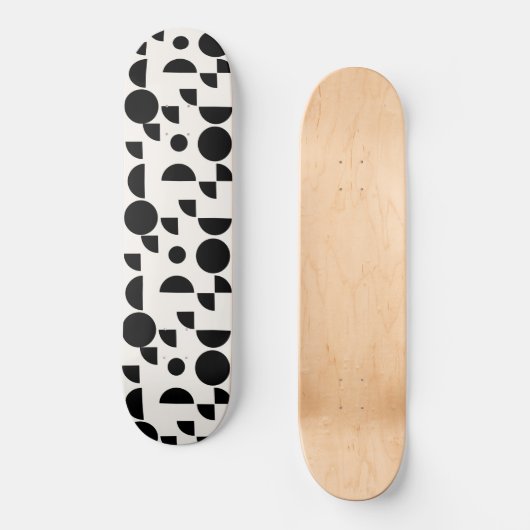 White Modern Elegant Geometric Tribal Skateboard (Vorderseite)