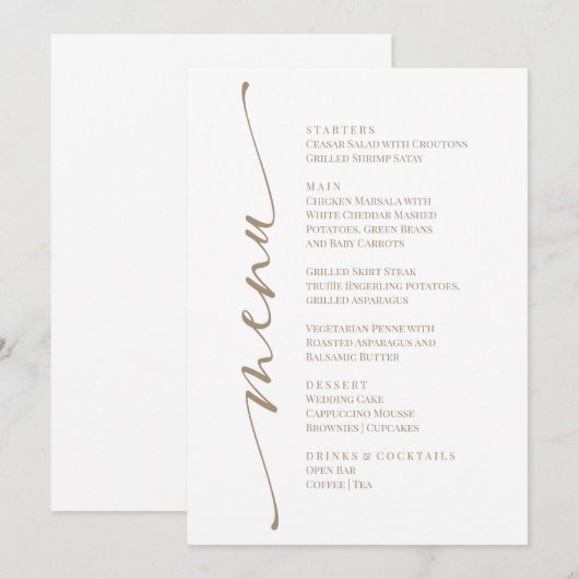 White Modern Elegant Menu  Menükarte (Vorne/Hinten)