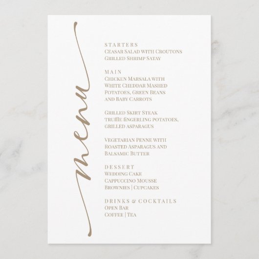White Modern Elegant Menu  Menükarte (Vorderseite)