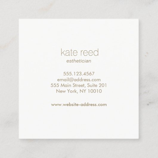 White Modern elegante Monogram Seashell Quadratische Visitenkarte (Rückseite)