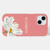 White Modern Flower Personalize Name  Case-Mate iPhone Hülle (Rückseite (Horizontal))