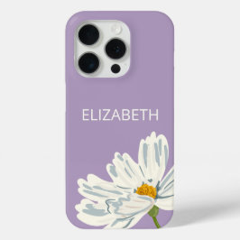 White Modern Flower Personalize Name  Case-Mate iPhone Hülle