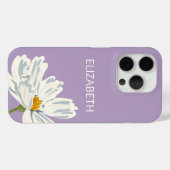White Modern Flower Personalize Name  Case-Mate iPhone Hülle (Rückseite (Horizontal))