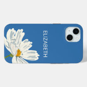 White Modern Flower Personalize Name  Case-Mate iPhone Hülle (Rückseite (Horizontal))