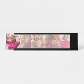 White Modern Foto Collage Script Kalligrafy Name Schreibtischnamensplakette (Vorderseite )