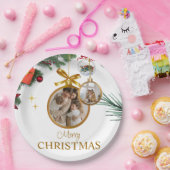 White Modern Frohe Weihnachten 9" Round Paper Plat Pappteller (Party)