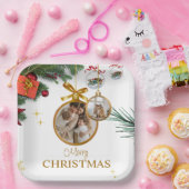 White Modern Frohe Weihnachten 9" Square Paper Pla Pappteller (Party)