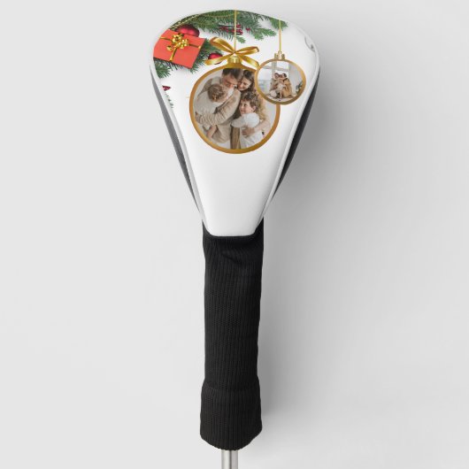 White Modern Frohe Weihnachts-Beste Treiber Golf Headcover (Vorderseite)