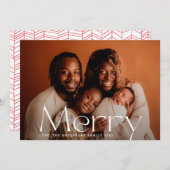 White Modern Frohe Weihnachts-Foto Feiertagskarte (Vorne/Hinten)