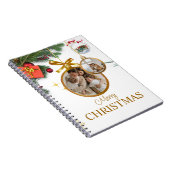 White Modern Frohe Weihnachts Spiral Foto Notebook Notizblock (Rechte Seite)