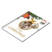White Modern Frohe Weihnachts Spiral Foto Notebook Notizblock (Linke Seite)