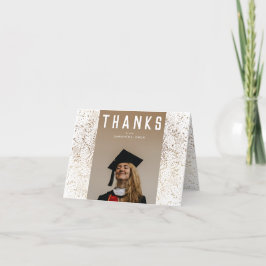White Modern Gold Foil Botanicals Grad Foto Dankeskarte