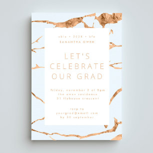 White Modern Gold Foil Marble Graduation Party Einladung