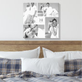 White Modern Grid Monogram Wedding 4 Foto Collage Leinwanddruck (Insitu (Schlafzimmer))
