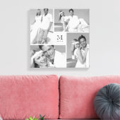 White Modern Grid Monogram Wedding 4 Foto Collage Leinwanddruck (Insitu (Wohnzimmer))