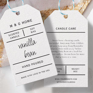 White Modern Handmade Candle Care Produkt-Tag Geschenkanhänger
