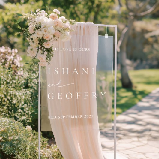 White Modern Minimal Wedding Akryllische Begrüßung Acrylschild