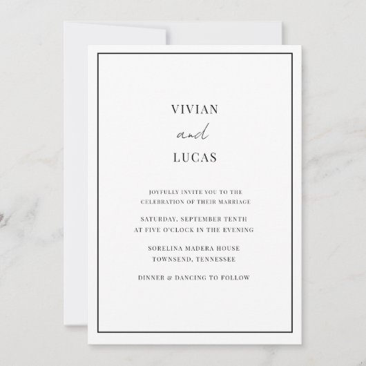 White Modern Minimal Wedding Einladung (Vorderseite)