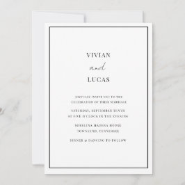 White Modern Minimal Wedding Einladung