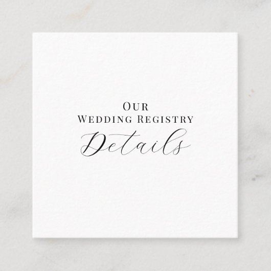 White Modern Minimal Wedding Registry QR Code Quadratische Visitenkarte (Vorderseite)