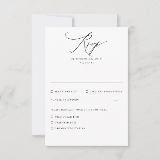 White Modern Minimal Wedding RSVP Card (Vorderseite)
