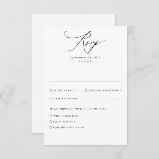 White Modern Minimal Wedding RSVP Card (Vorne/Hinten)