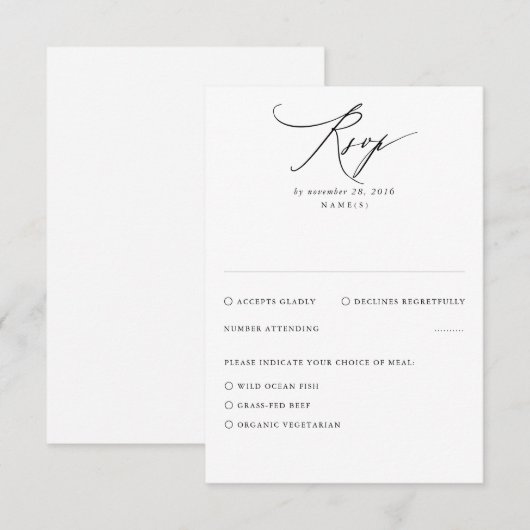 White Modern Minimal Wedding RSVP Card Karte (Vorne/Hinten)