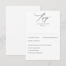 White Modern Minimal Wedding RSVP Card Karte