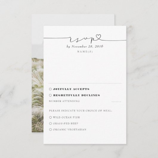 White Modern Minimal Wedding RSVP Foto (Vorne/Hinten)