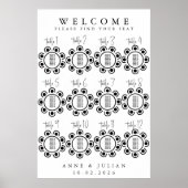 White Modern Minimal Wedding Seating Chart Poster (Vorne)