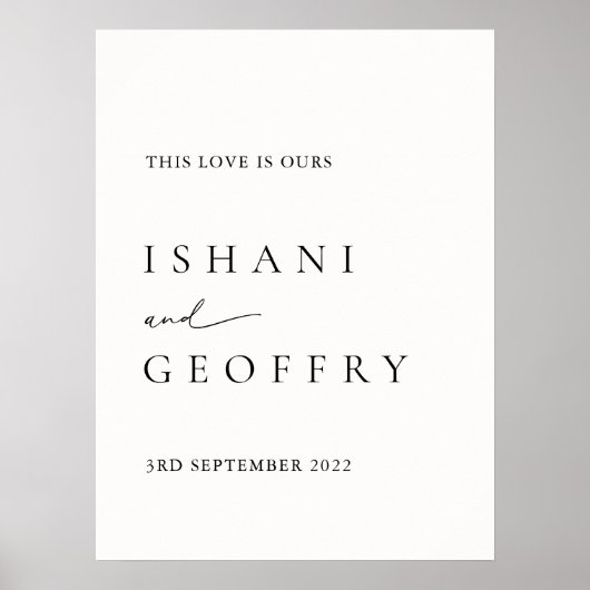 White Modern Minimal Wedding Welcome Plakat (Vorne)