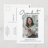 White Modern Minimalistisch Abschluss Foto Postkarte (Vorne/Hinten)