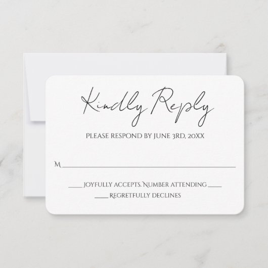 White Modern Minimalistisch Calligraphy Wedding RSVP Karte (Vorderseite)