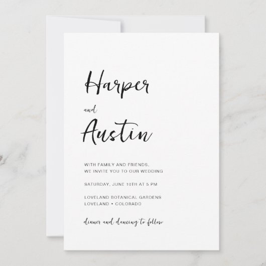 White Modern Minimalistisch Script Wedding Einladung (Vorderseite)