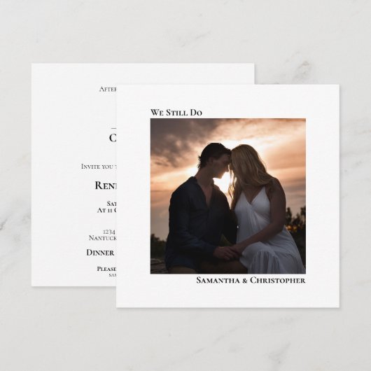 White Modern Minimalistisch Vow Renewal Foto Einladung (Vorne/Hinten)