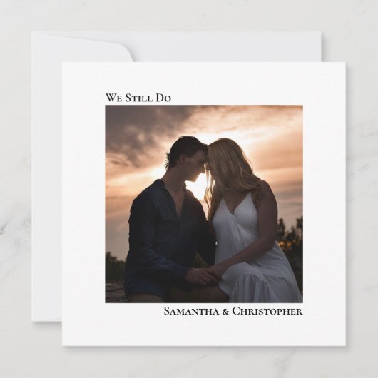 White Modern Minimalistisch Vow Renewal Foto Einladung (Vorderseite)