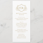 White Modern Monogram Elegant Menu Menükarte (Vorderseite)