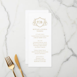 White Modern Monogram Elegant Menu  Menükarte