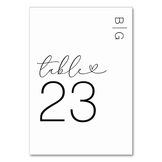 White Modern Monogram Wedding Tischnummer (Rückseite)