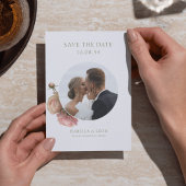 White | Modern Olive Green Rose Save the Date Einladung