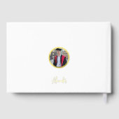 White Modern Photo Graduation Gold Foil Guest Book Gästebuch (Rückseite)