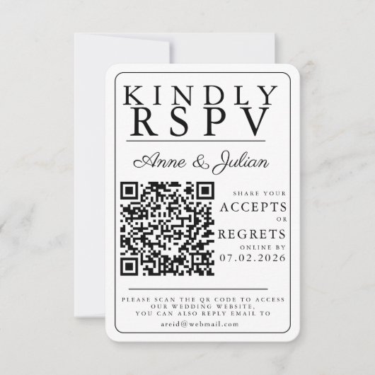 White Modern Photo RSVP Insert QR Code (Vorderseite)