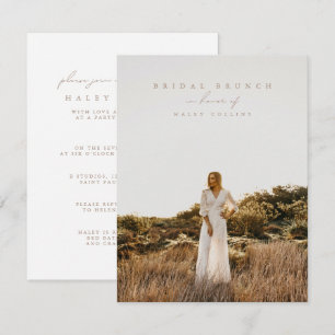 White Modern Script Foto Bridal Brunch Einladung