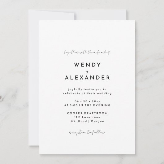 White Modern Script Foto Wedding Einladung (Vorderseite)